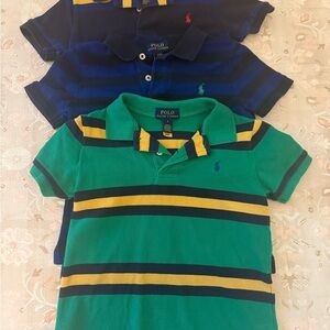 Bundle of 3 Ralph Lauren Kids Polo Shirts - Green, Blue, Yellow Stripes